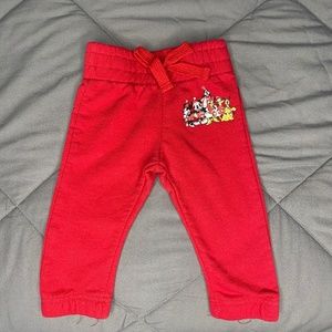 Disney Baby Red Christmas Jogger Sweatpants Size 6-9 MOS